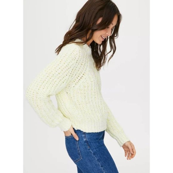 Aritzia WILFRED Confetti Beige Chunky Knit Cropped Raglan Sweater, Size L - Picture 14 of 16